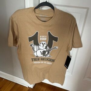 NWT True Religion Men's Tan Buddha  100% Cotton T-Shirt Size S